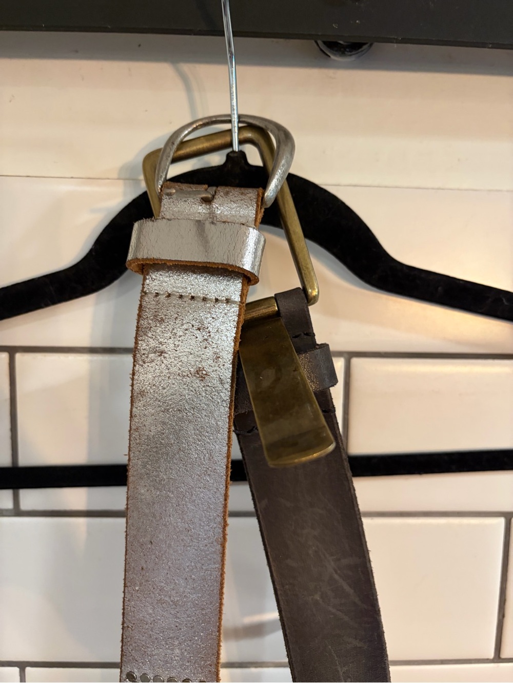 Free People belts size M/L Studded Silver Leather Belt and Brown belt - Picture 2 of 7